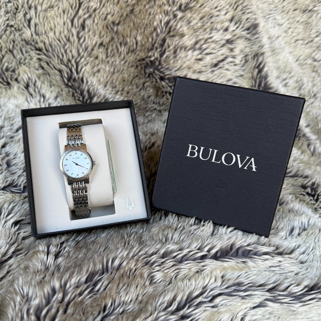 Bulova Womens Diamond Dial Watch  Mother Of Pearl